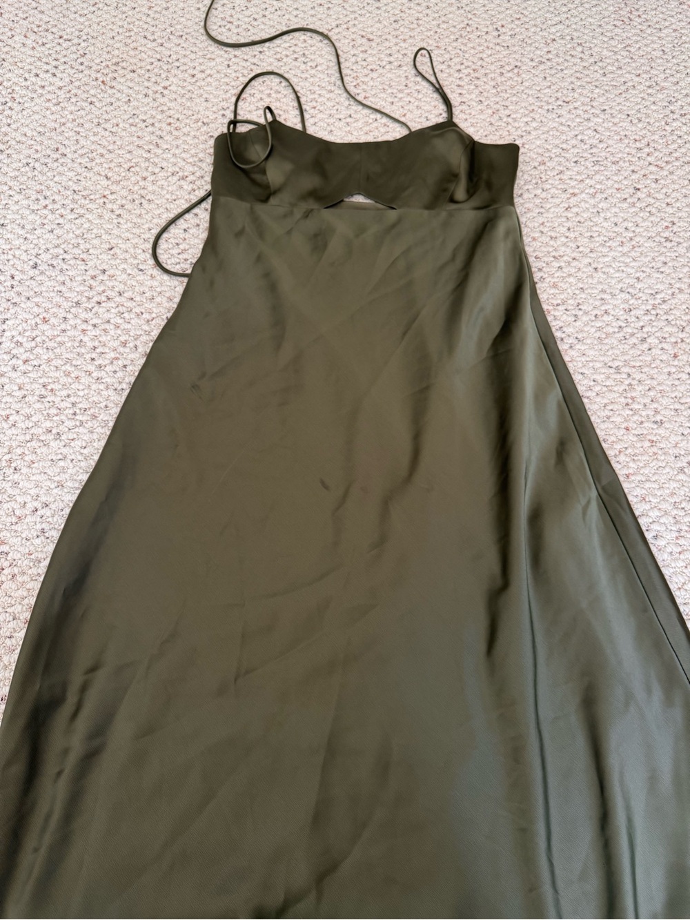 Banana Republic Olive Green Satin Slip Dress with Cutout - Picture 2 of 4